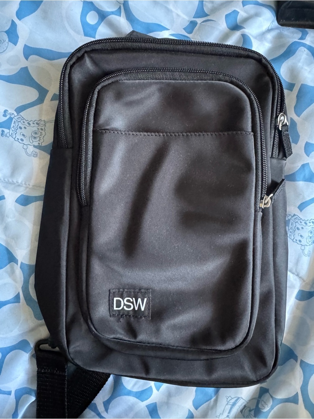 DSW Black Men's Sling Bag with Front Zip Pocket